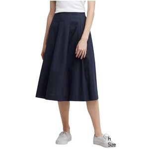Uniqlo Navy Linen Cotton Skirt Small Lagenlook Career Capsule